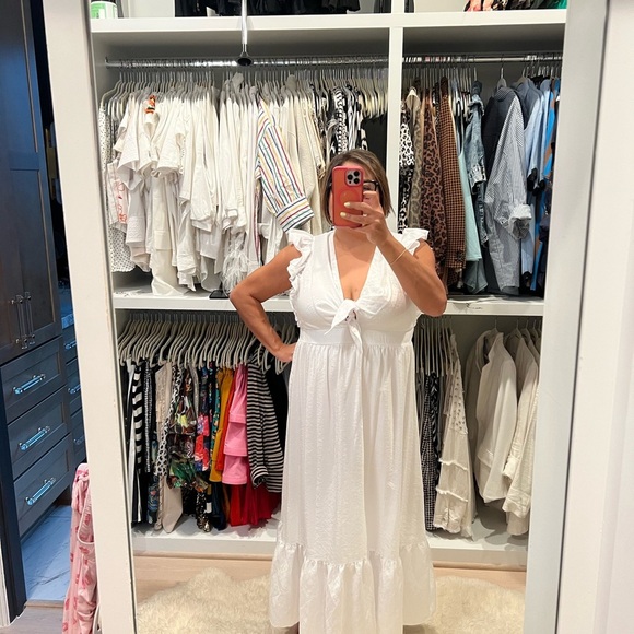 White Ruffle Sleeve Dress - Picture 5 of 7